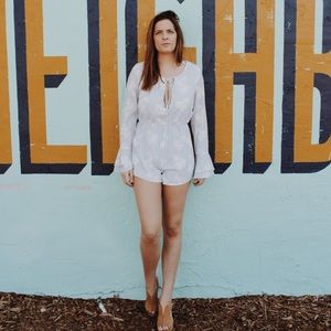 Long-Sleeve Floral Blue Romper by Sabo Skirt